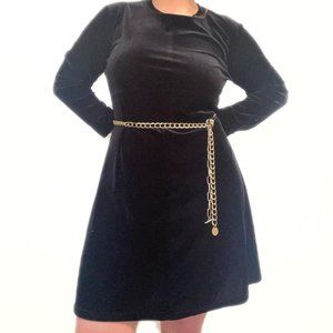 Vintage 90s Rabbit Rabbit Rabbit Black Velvet Long Sleeve Petite Mini Dress 8